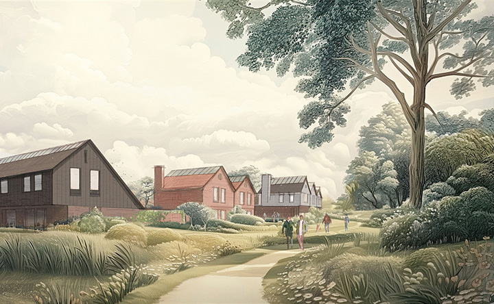 Artistic impression of the land south of Stansted Mountfitchet proposals