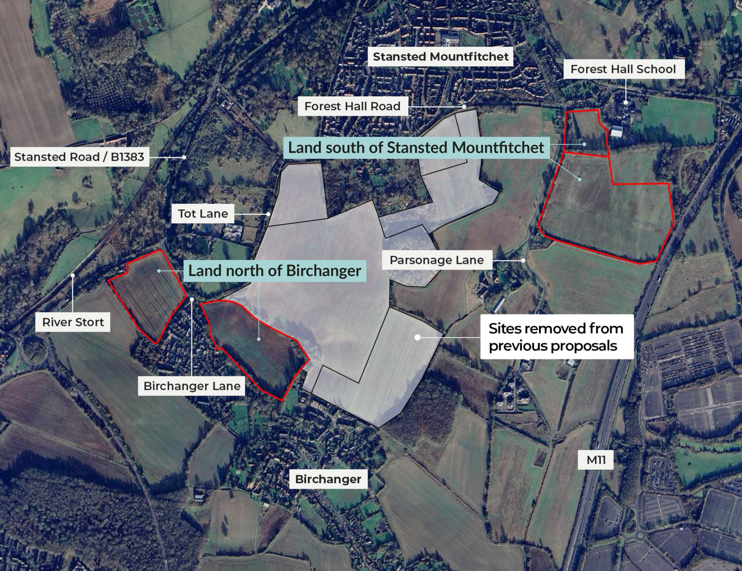 Updated aerial red-line image of proposed sites